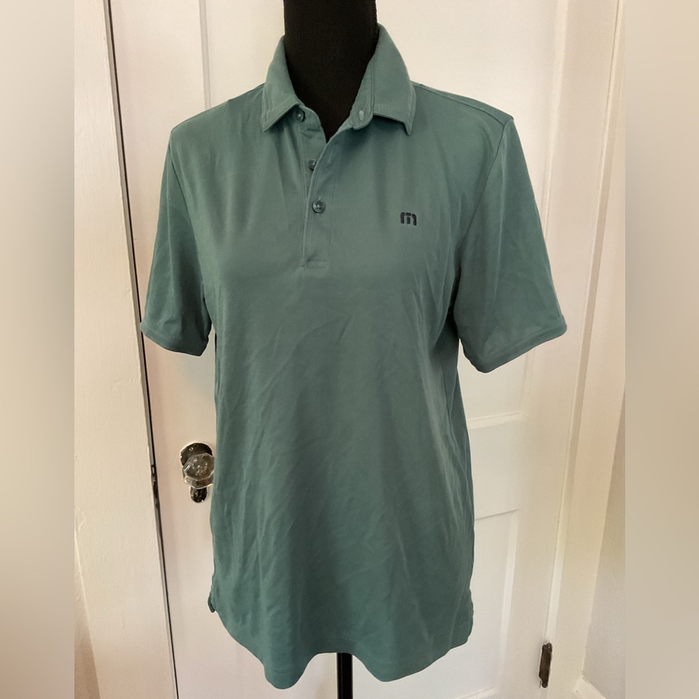Travis Mathew green golf polo shirt
